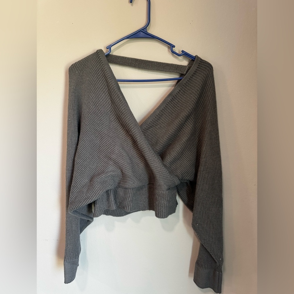 Gray Wrap Sweater